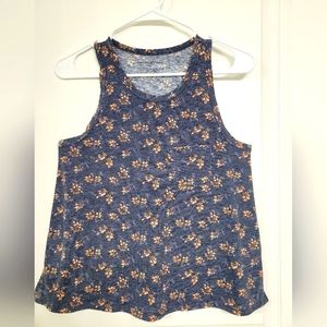 American Eagle extra small navy Blue women's tank top ditsy floral Y2k Boho